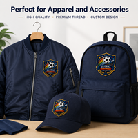 Écussons brodés personnalisés en forme de bouclier pour le football, vente en gros, badges d'équipe de football OEM pour vêtements de match, vestes et sacs