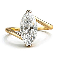 Bague solitaire en moissanite 2 carats 6x12mm plaquée rhodium en argent sterling 925, bijoux de mariage minimalistes pour femmes