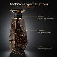 Flacon de parfum en verre noir mat avec tourbillon doré, 100 ml, vide, avec impression sérigraphique, marque privée
