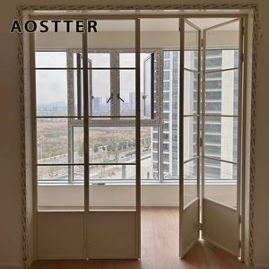 <span class=keywords><strong>Porte</strong></span> coulissante pliante accordéon en aluminium à double vitrage, à rupture <span class=keywords><strong>de</strong></span> pont thermique, style français, blanc, AOSTTER NFRC AS2047 - Product Image 6