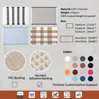 Tapis de bain gaufré rayé noir et blanc en polyester avec pompons, absorbant et lavable, pour salle de bain et douche, décoratif