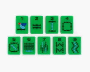 Fichas de Mahjong Americanas de Primera Calidad, Jardín Botánico, 160 Piezas, Acrílico Verde, Diseño de Margarita, Tulipán y Champiñón, Pintadas a Mano, Portátiles, Marca Privada - Product Image 2