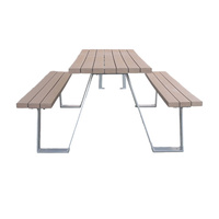 Mobilier d'extérieur tout temps Table de pique-nique de camping commerciale à ossature métallique en bois Restaurant à l'extérieur du parc Table à manger avec banc