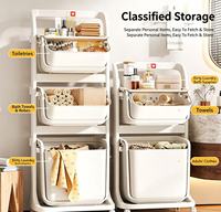 Panier de rangement empilable à couvercle et poignée, le plus vendu, organisateur domestique pour salle de bain, cuisine et articles divers