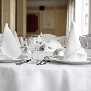 Premium Quality Satin Cotton Wedding Dinner 132 Inch Round White Fancy Tablecloth