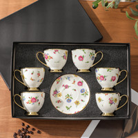 Ensemble de tasses à thé en porcelaine à motifs floraux vintage européens, 6 tasses et 6 soucoupes, ensemble de tasses à café en céramique, cadeau pour le thé de l'après-midi