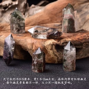 <span class=keywords><strong>Prisma</strong></span> <span class=keywords><strong>Hexagonal</strong></span> de cristal fantasma verde Natural, columnas individuales de doble punta, adorno de columna de montaña de mil capas para el hogar - Product Image 4