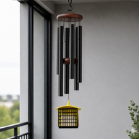 Carillon éolien ton profond pour extérieur, jardin, patio, cour, avec mangeoire à oiseaux suspendue en suède – Décoration en liquidation