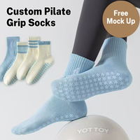 Atmungsaktive Rüschen-Pilates-Grip-Yoga-Socken mit Eigenem Logo für Damen Gym Crew Jacquard Stickerei Rutschfeste Fitness-Socken Sommer