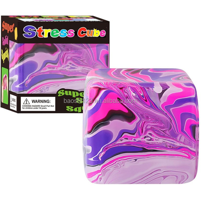 (purple)5.5cm Marbled Square Squishy(color box)