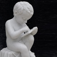 Sculpture personnalisée de chérubin sculptée à la main en marbre blanc statue d'ange grandeur nature