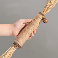 Kattenkrabpaal van zilverwijn, extra groot, met raffia, gras, galvrucht en veren, kattenkrabpaal met kattenkruid, grasstok voor katten