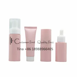 Tubes de Lotion en plastique écologique à presser pour bouteilles d'emballage de crème cosmétique rose en plastique PET