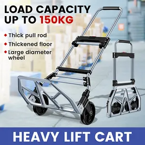 Hand Truck Dolly-Industrial Strength 330 LB Capacity Heavy Duty Folding Dolly For Moving With TPR Wheels And Telescoping Handle
