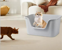 Produits pour animaux de compagnie, toilette pour chat, bac à litière pour chat extra-large, écologique, durable, en PP, avec un design ouvert anti-éclaboussures, pour les familles multi-chats