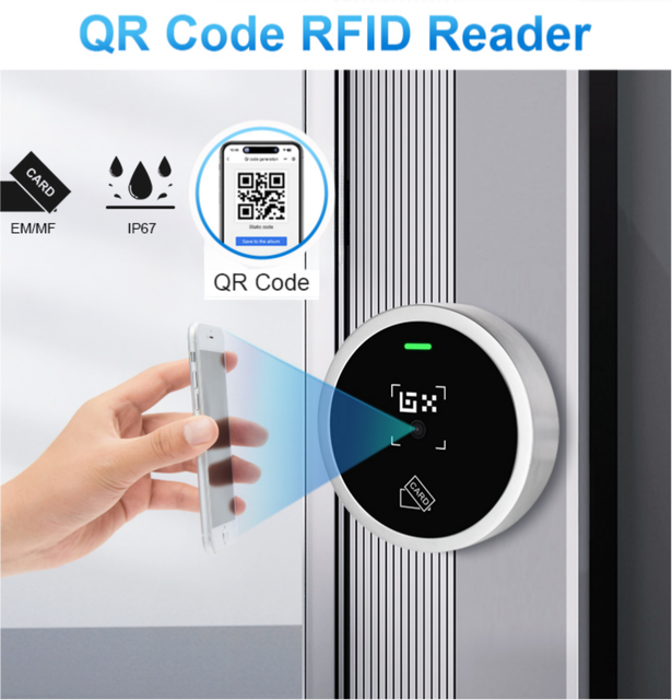 Metal QR Code RFID Access Control Reader TCP/IP Wiegand RS485 Waterproof IP67 EM Hid MF NFC Door Entry System Reader