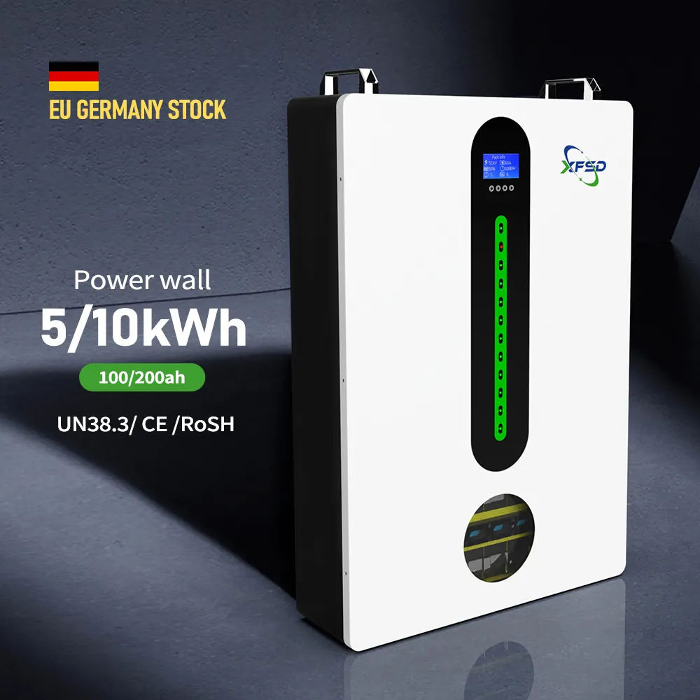 Baterai pasang dinding 10 kwh, baterai 5kwh untuk penyimpanan energi rumah tangga, baterai cadangan lithium 200ah 51.2V 48v 100AH