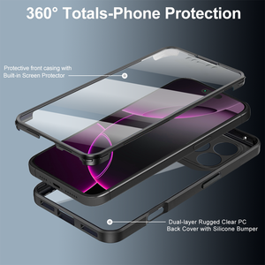 Custodia trasparente protettiva per schermo 360 Full Body per <span class=keywords><strong>iPhone</strong></span> 17 16 15 14 Pro Max / Pro / 17 Air/13 mini XS Max <span class=keywords><strong>XR</strong></span> 8 7 plus <span class=keywords><strong>Cover</strong></span> - Product Image 3