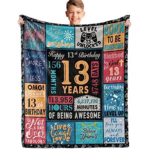 Manta de Franela con Frases de Cumpleaños Número 13, Manta para Siesta, Transpirable, Suave al Tacto, para el Hogar y la Oficina, con Estampado Personalizado YH-MT-0 - Product Image 3