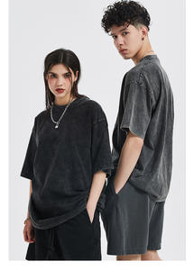 Camiseta Unisex al por Mayor de Alta Calidad, Estilo Hip Hop, Oversize, 100% Algodón, Lavado Ácido, Personalizable, Vintage - Product Image 5