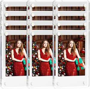 Autocollant magnétique transparent en acrylique pour réfrigérateur, lot de 12, double face, 2,36 x 3,54 pouces, cadre magnétique durable - Product Image 1