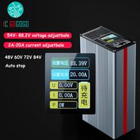 Chargeur réglable de tension de courant 54.6V à 88.2V 2A - 15A 20A 25A Batterie Lithium-ion Lifepo4 48V 60V 72V 84V Charge rapide 58.4V