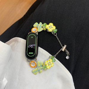 สายรัดข้อมือประดับโบว์น่ารักพร้อมลูกปัดสำหรับ Mi Band 9 10 สายรัดข้อมือแฟชั่นไข่มุกสำหรับผู้หญิงสาวๆ สไตล์เครื่องประดับฤดูร้อน - Product Image 4