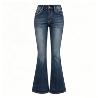 Jeans évasés en strass pour femmes, pantalons en denim brodés, style bootcut, tenues pour spectacles de rock en direct