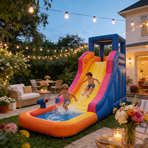 Castillo Inflable Comercial <span class=keywords><strong>de</strong></span> Lujo, Colorido, con Tobogán, para Interiores y Exteriores, para Niños - Product Image 1