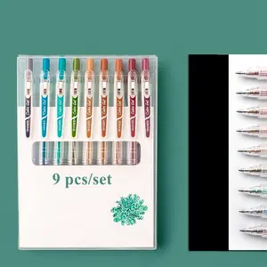 Premium 9 PCS/Set Colored Gel Ink Pen Bullet Point Pens Ballpoint Pen 0.5mm for journal planner Office School Stationery Supply