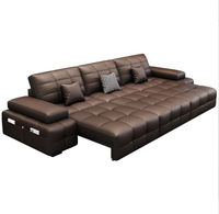 Canapé-lit modulaire minimaliste italien de luxe en cuir véritable STG réglable, couleur marron, pour hôtel, salon