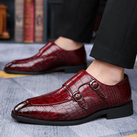 Chaussures en PU pour hommes grande taille, nouveau style, à semelle plate, avec détails boucle métallique, bout pointu, style professionnel, pour le commerce transfrontalier - motif