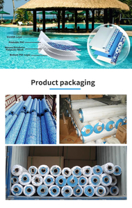แผ่นรองพื้นสระว่ายน้ำ PVC รูปทรงสี่เหลี่ยมผืนผ้า ลายกระเบื้องโมเสคสีน้ำเงิน ยี่ห้อ S.G.Tech กันน้ำ ทนทาน ติดตั้งง่าย ใช้คลุมสระว่ายน้ำกลางแจ้ง - Product Image 4