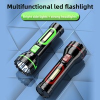 Lampe torche LED rechargeable en ABS à lumière puissante, avec éclairage latéral COB, double éclairage, indice de protection IP20, portée du faisceau 100-200m, portable pour la maison