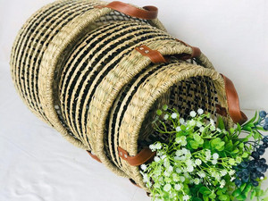 Wholesale 100% Natural Seagrass Storage <b>Basket</b> Handwoven <b>Wicker</b> with Handles Direct From Vietnam for Kitchen & <b>Laundry</b> Use - Product Image 2