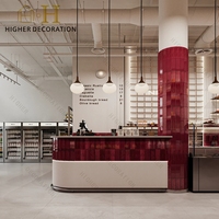 Vitrine de présentation de pâtisseries haut de gamme, comptoir de bar à café en marbre, mobilier de boulangerie sur mesure