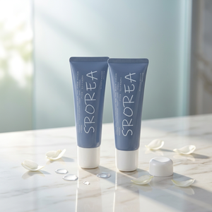 Tube cosmétique bleu à presser avec capuchon blanc pour crème pour les mains - Product Image 5