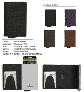 CardHoda Aluminum <b>RFID</b> <b>Blocking</b> <b>Wallet</b> With Genuine Leather Lining Fold Closure Minimalist Design Short Card Holder - Product Image 4