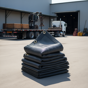 Bâche en maille robuste noire enduite de PVC 7 x 22 pieds avec œillets en laiton à double poche pour le contrôle du fret et accessoires de camion - Product Image 2