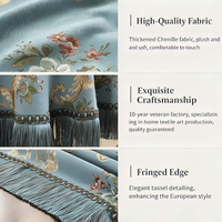 Nappe Ronde Européenne Classique de Luxe à Motifs Floraux 3D en Jacquard Imperméable en Polyester avec Pompons pour Tables à Manger et Tables Basses