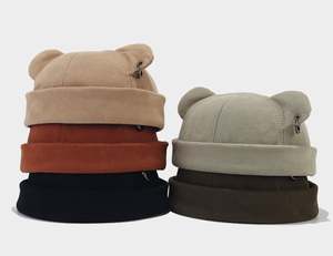 Marca personalizada, venta al por mayor, gran cantidad, Color sólido, Hip Hop, logotipo personalizado, estampado de oso, gorro Sin borde, sombreros, gorra Docker - Product Image 1