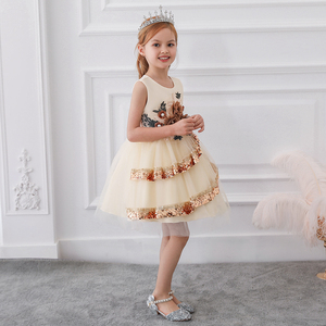 Nuevo Estilo Vestido de Fiesta de Cumpleaños para Niña de 3 a 9 Años con Lentejuelas y Flores, Vestidos para Niños L5148 - Product Image 3