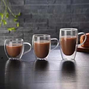 Cheap price high borosilicate <b>double</b> <b>wall</b> <b>glass</b> coffee cup drinking cup with handle - Product Image 5