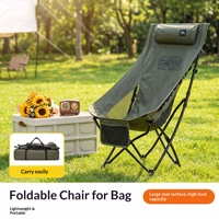 Chaise pliante papillon tactique d'extérieur en acier au carbone, style glamping, dossier haut, portable pour le camping, le pique-nique, la plage et la pêche