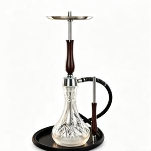 Moderno Set de Shisha/Hookah de Acero Inoxidable con Botella de Cristal, Mango de Madera y Acabado Espejo para Bares y Salones - Product Image 1