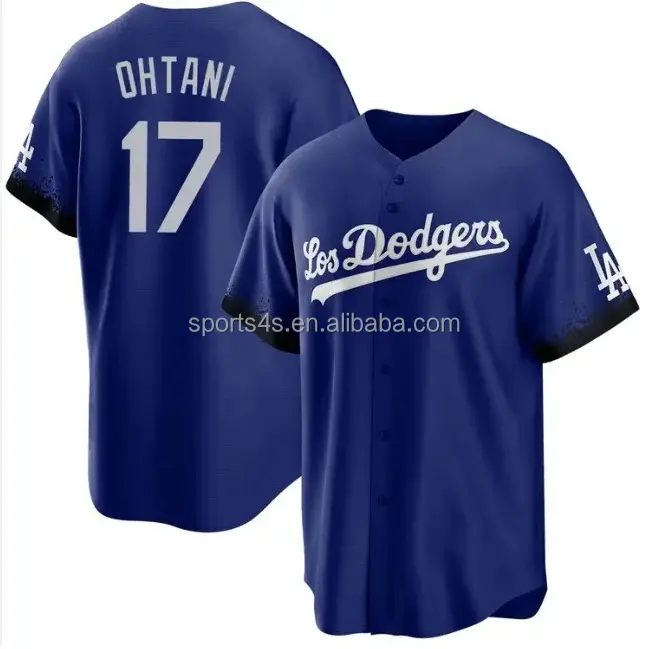เสื้อเจอร์ซีย์สีขาว17 ohtani Shohei ทีม Dodgers เย็บติด