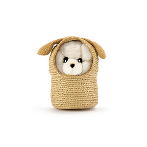 Borsa di paglia con cappuccio a forma di cane 12x14 cm per bambini con grazioso design a forma di cane - Product Image 1