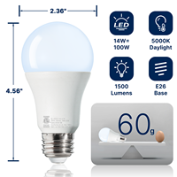 Ampoule LED E26 A19 A60 SMD 14W 5000K 1500 Lumens de qualité supérieure, certifiée CE, dimmable pour intérieur, fournie directement par l'usine