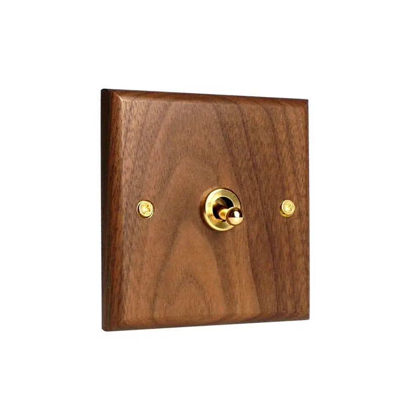 Retro Vintage Solid Wood Panel Metal Brass Lever ELECTRICAL ITEMS Momentary Reset Curtain Light Switches Light Switches