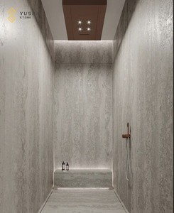YUSHI pierre naturelle italie argent gris <span class=keywords><strong>travertin</strong></span> carrelage pour baignoire vanité panneau mural salle de bain carreaux de sol Villa <span class=keywords><strong>escalier</strong></span> - Product Image 6